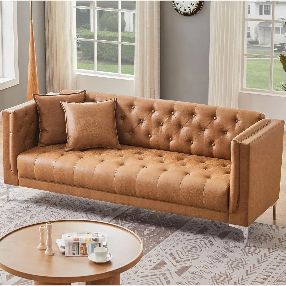 leather sofa 3-seater with 2 pillows included