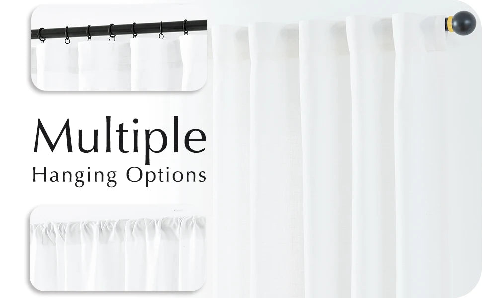 4PCS Farmhouse Light Filtering Curtains