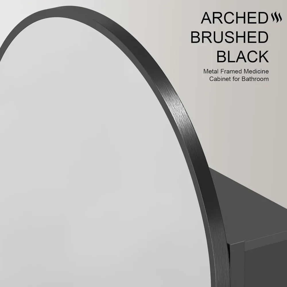 Arched Mirror With Cabinet Installed