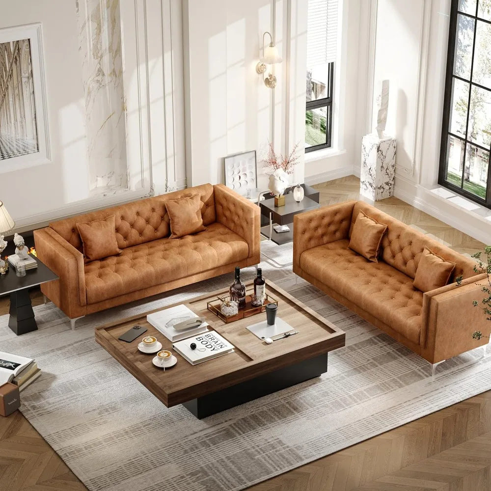 leather sofa 3-seater with 2 pillows included