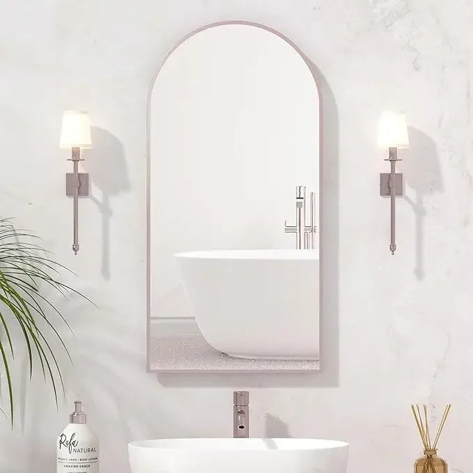 Arched Mirror With Cabinet Installed