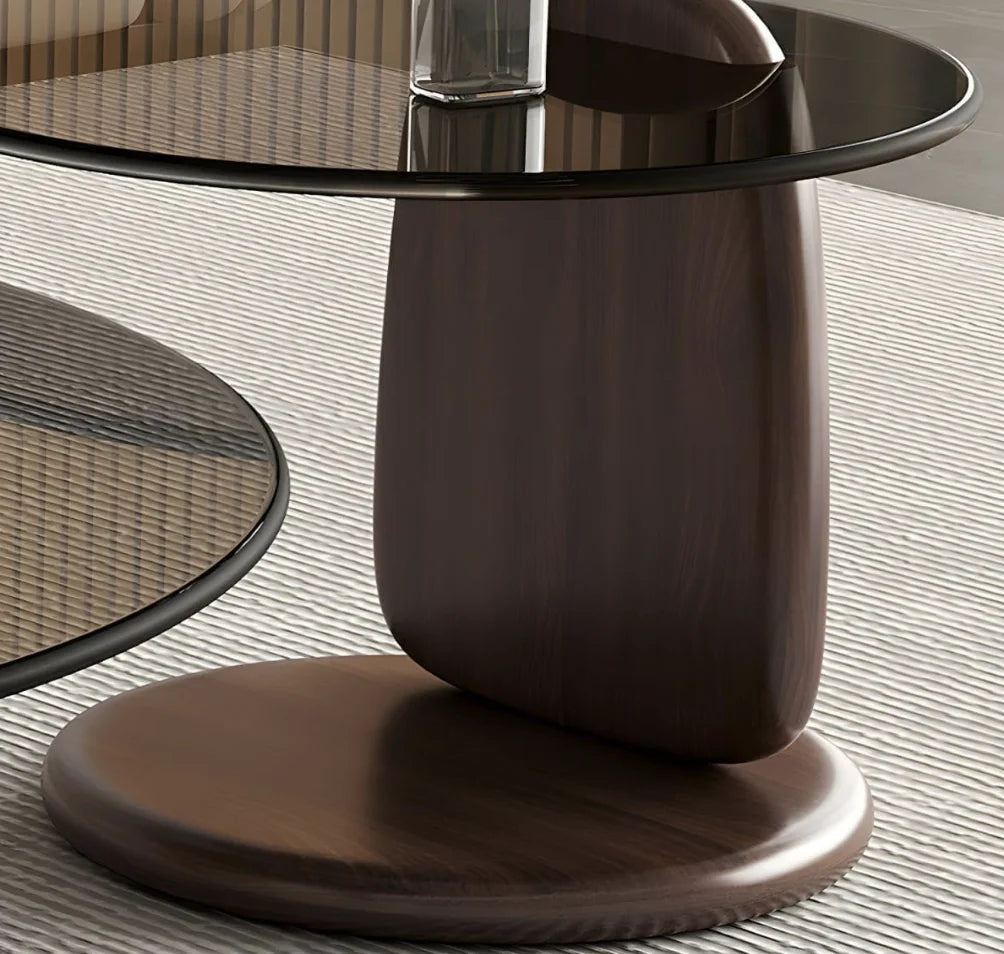 Glass Round Coffee Nesting Table Set of 2