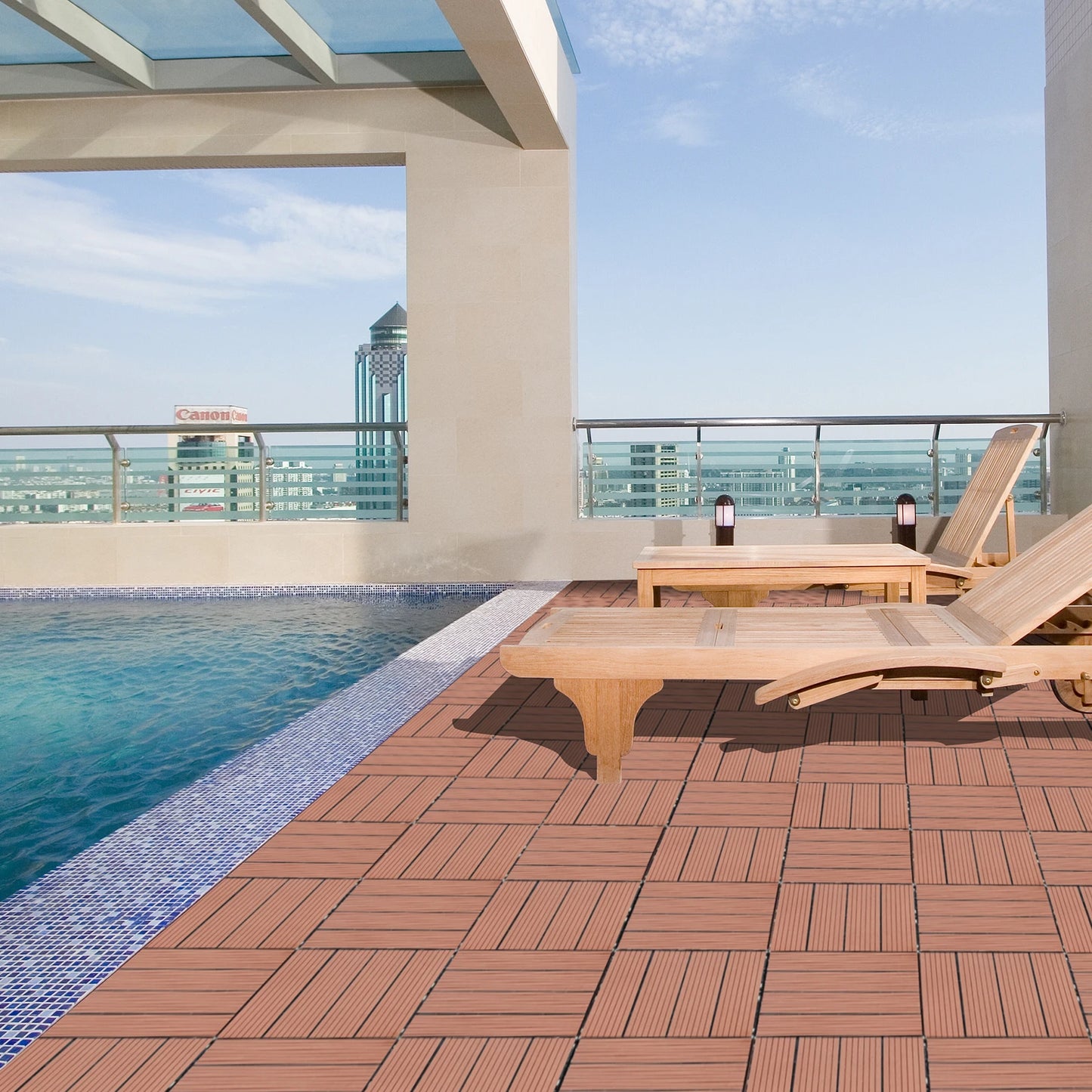 Wood Plastic Composite Deck Tiles, Sustainable Composite Decking Resist Rust, Water, Weather, Ideal for Patios, Balconies