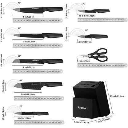 Kitchen Knife Set with Built-in Sharpener Block