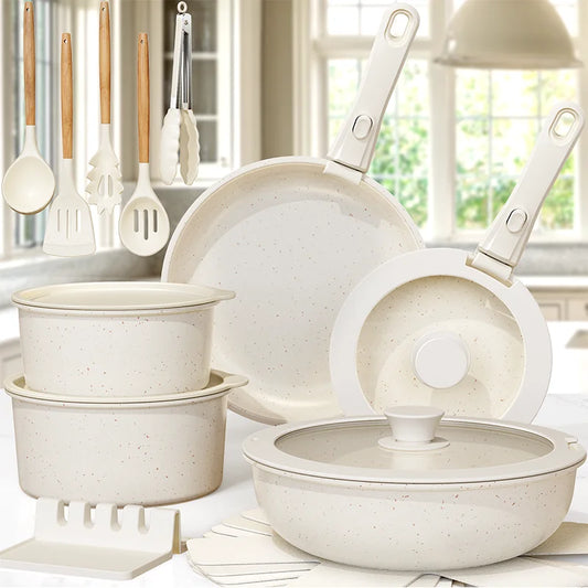 21pc Pots and Pans Set Non-Stick Ceramic with Sensor Handles