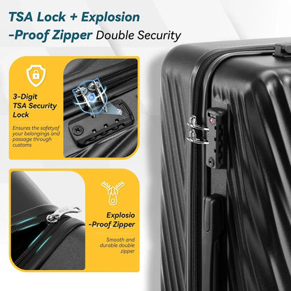 3 Piece Luggage Sets Hardshell Suitcase With TSA Lock