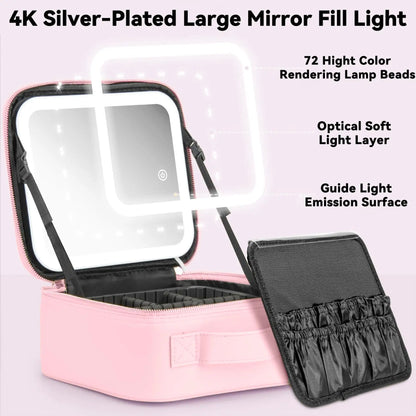 3-Color LED Makeup Case with Adjustable Dividers