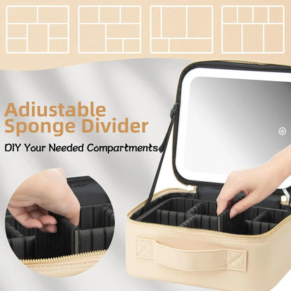 3-Color LED Makeup Case with Adjustable Dividers