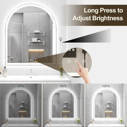 Arched LED Mirror for Bathroom with Front and Backlight