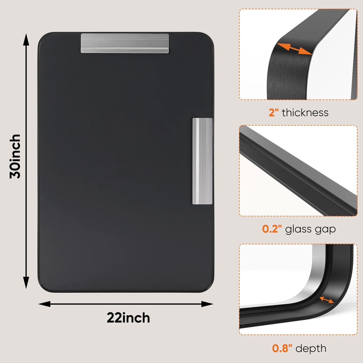 Matte Metal Framed Bathroom Mirror