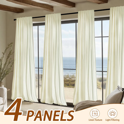 4PCS Farmhouse Light Filtering Curtains