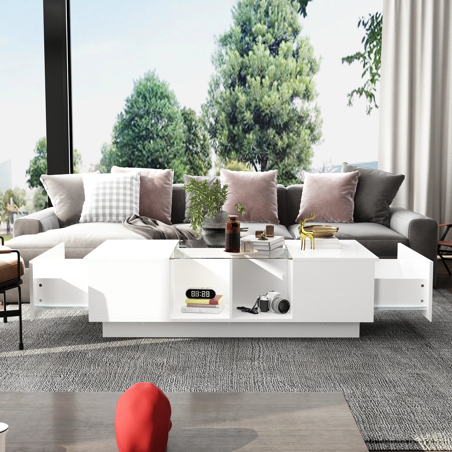 Modern Coffee Table with LED Lighting