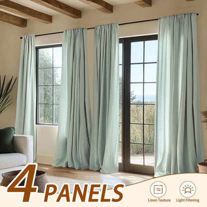 4PCS Farmhouse Light Filtering Curtains