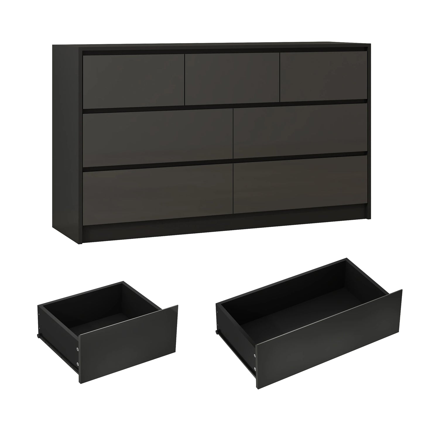 55 Inch Modern Dresser with High Gloss Drawers