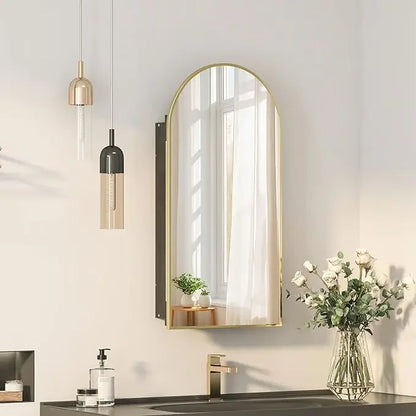 Arched Mirror With Cabinet Installed