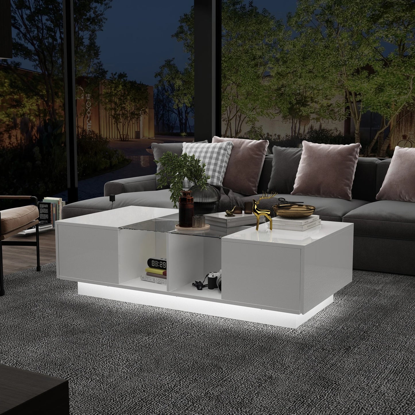 Modern Coffee Table with LED Lighting