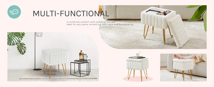 Fur Living Room Hidden Storage Stools