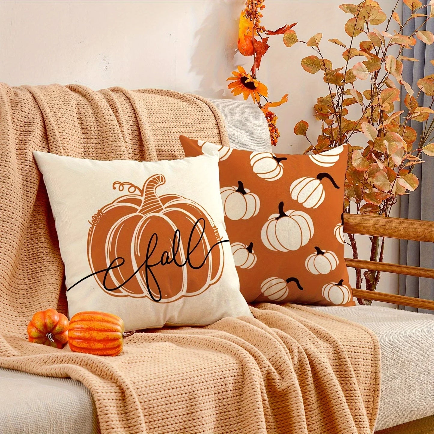 1pc/4pcs Vintage Fall Pillow Covers 18x18 Inch