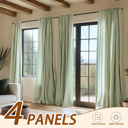 4PCS Farmhouse Light Filtering Curtains