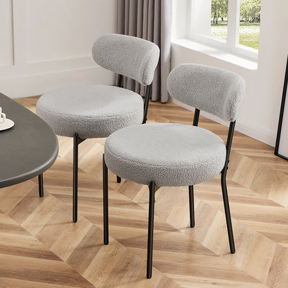Round Dining Chairs Set of 2 Plush Fabric
