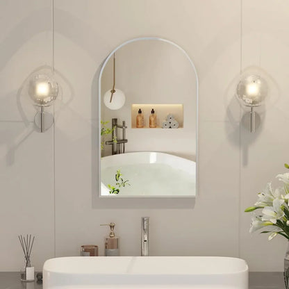 Arched Mirror With Cabinet Installed