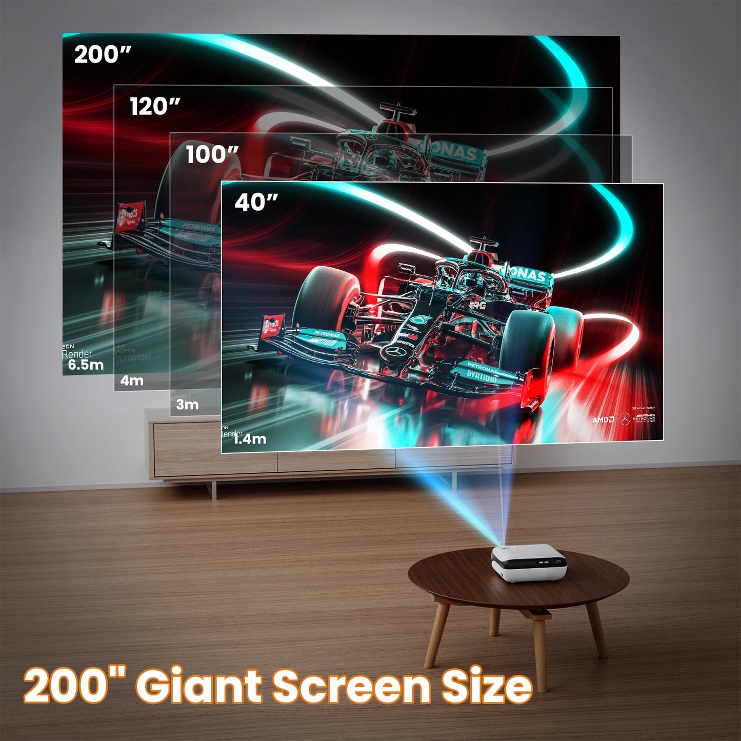 1080P Bluetooth projector, portable outdoor