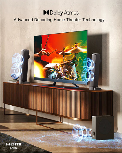 2 in 1 Bluetooth 5.3 Soundbar with Subwoofer