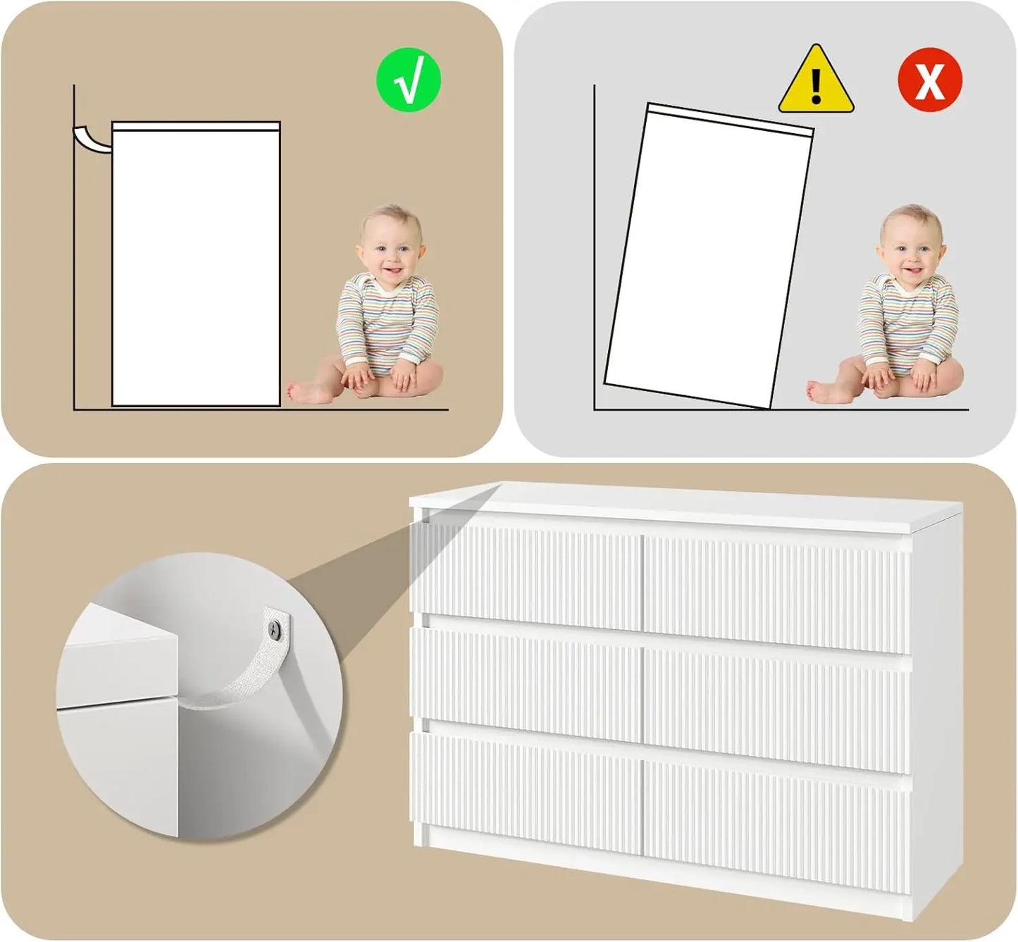 White 6 Drawer Dresser for Bedroom