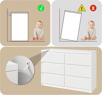 White 6 Drawer Dresser for Bedroom