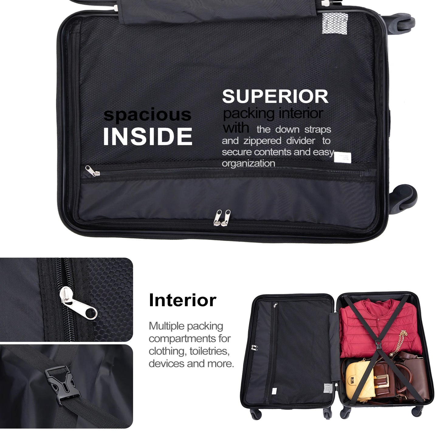 3 Piece Hardside Suitcases with Spinner Wheel