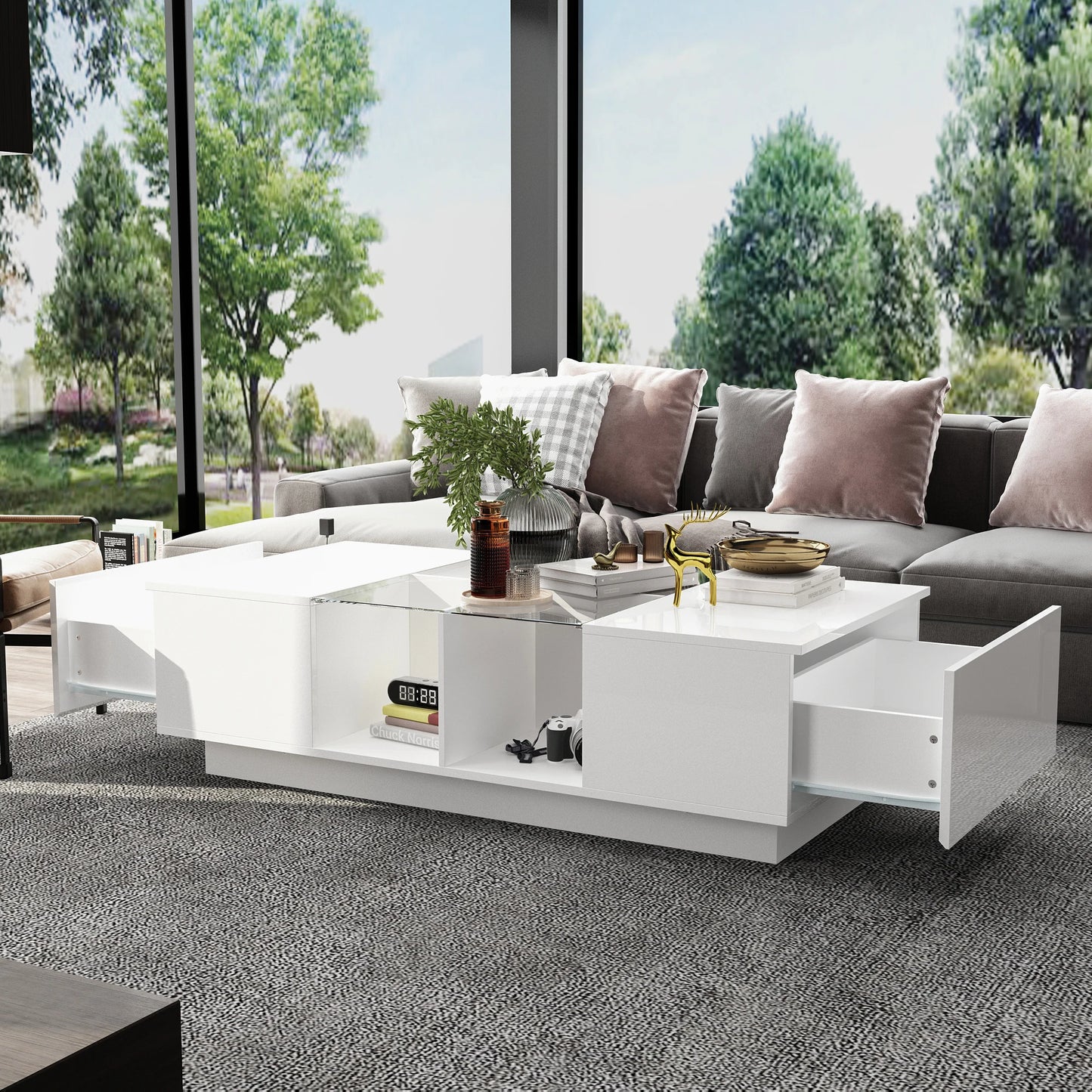 Modern Coffee Table with LED Lighting