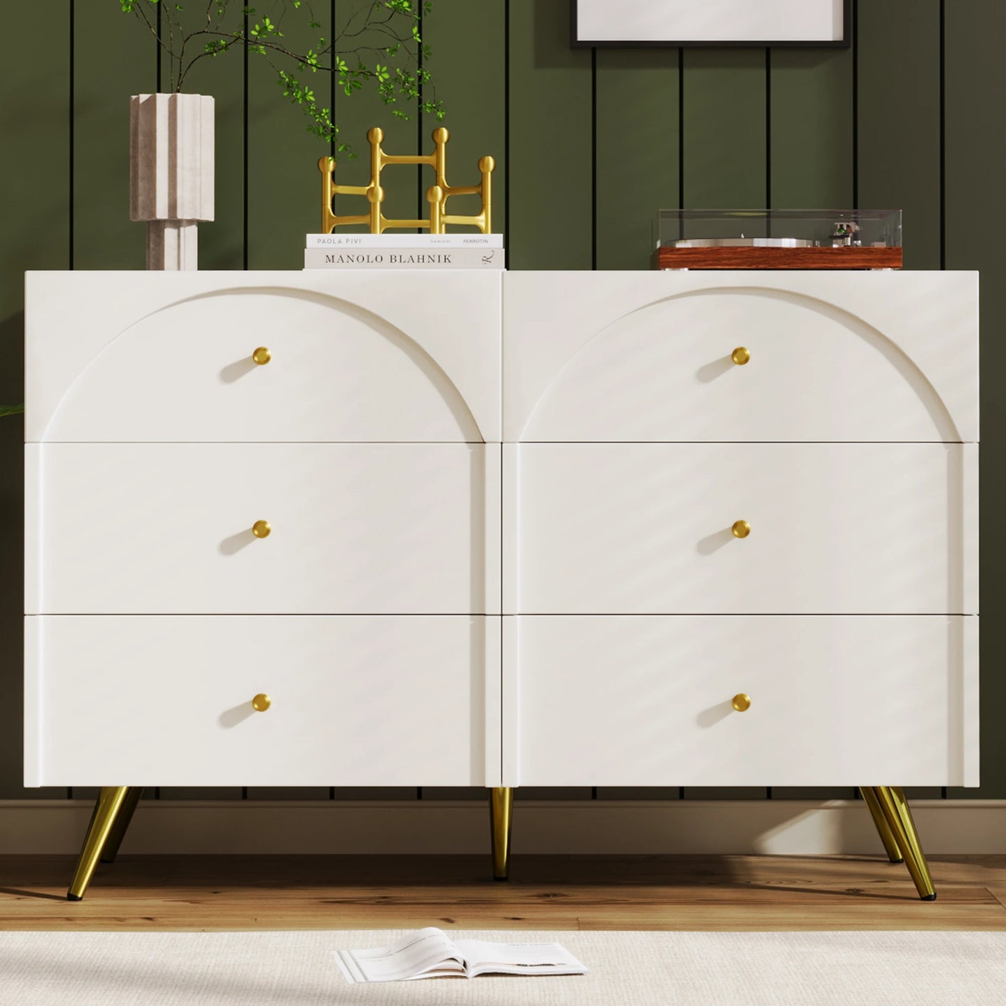 Modern metal foot two door dining cabinet