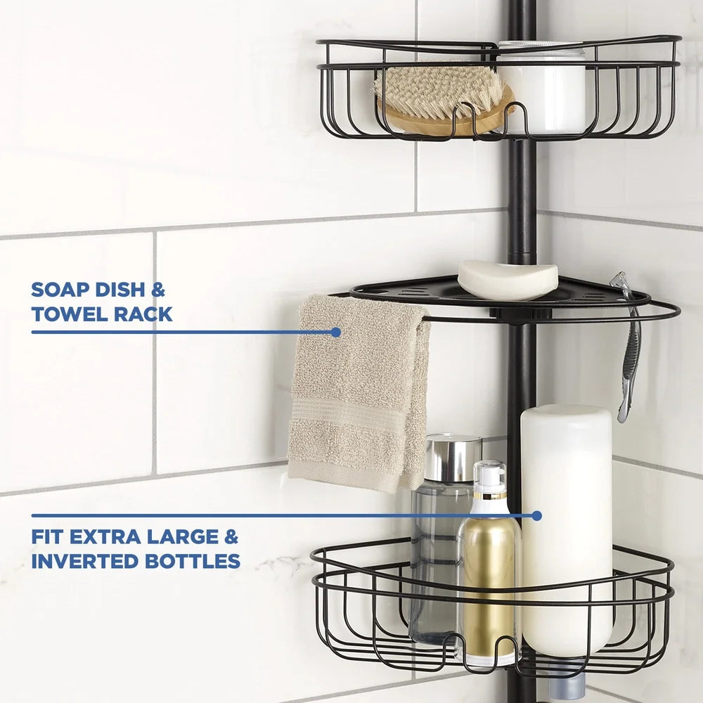 4 Tier Steel Tension Pole Shower Caddy