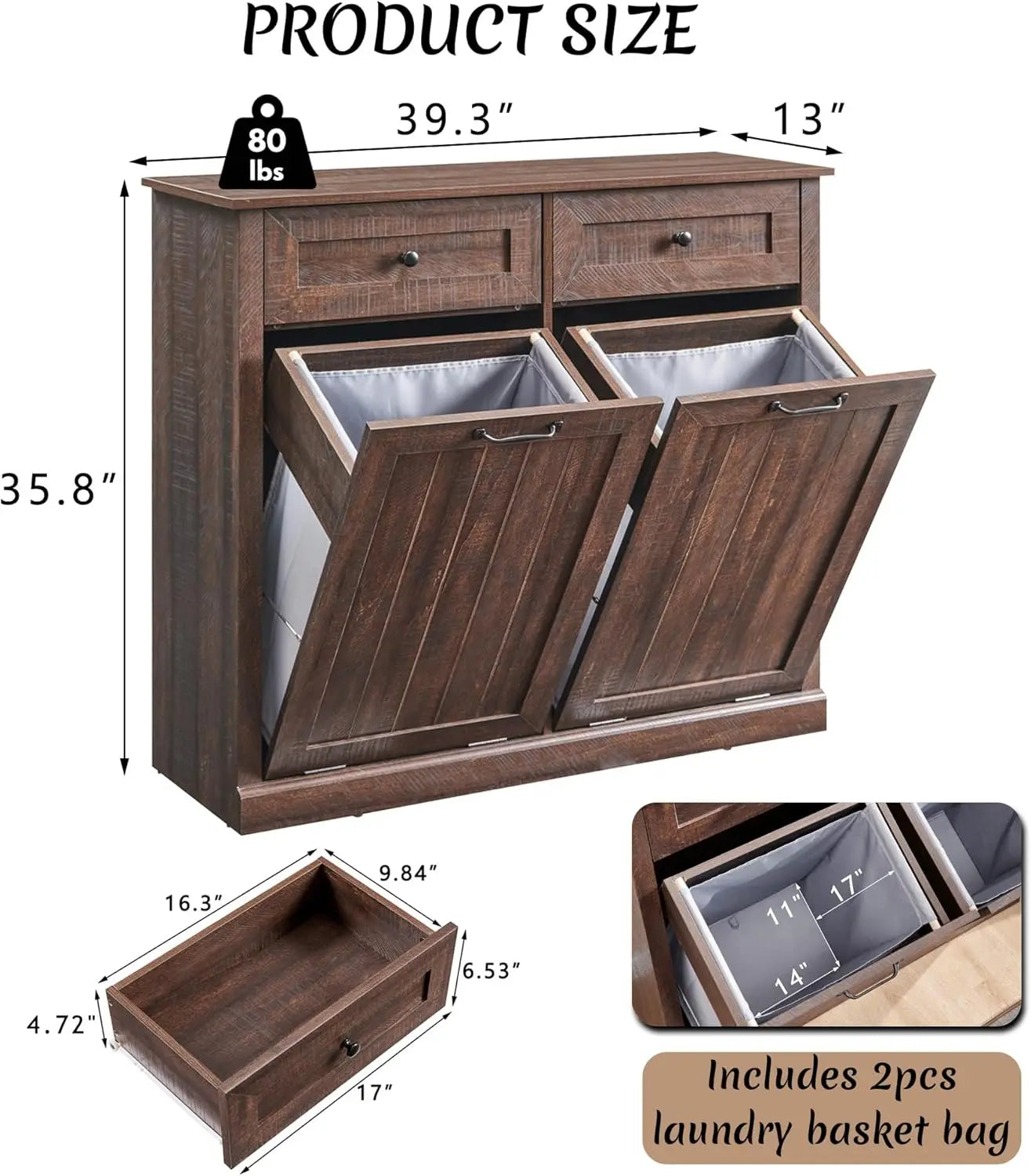Hidden Wood Garbage Bin Cabinet
