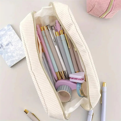 Corduroy Travel Cosmetic Bag Portable Makeup Storage