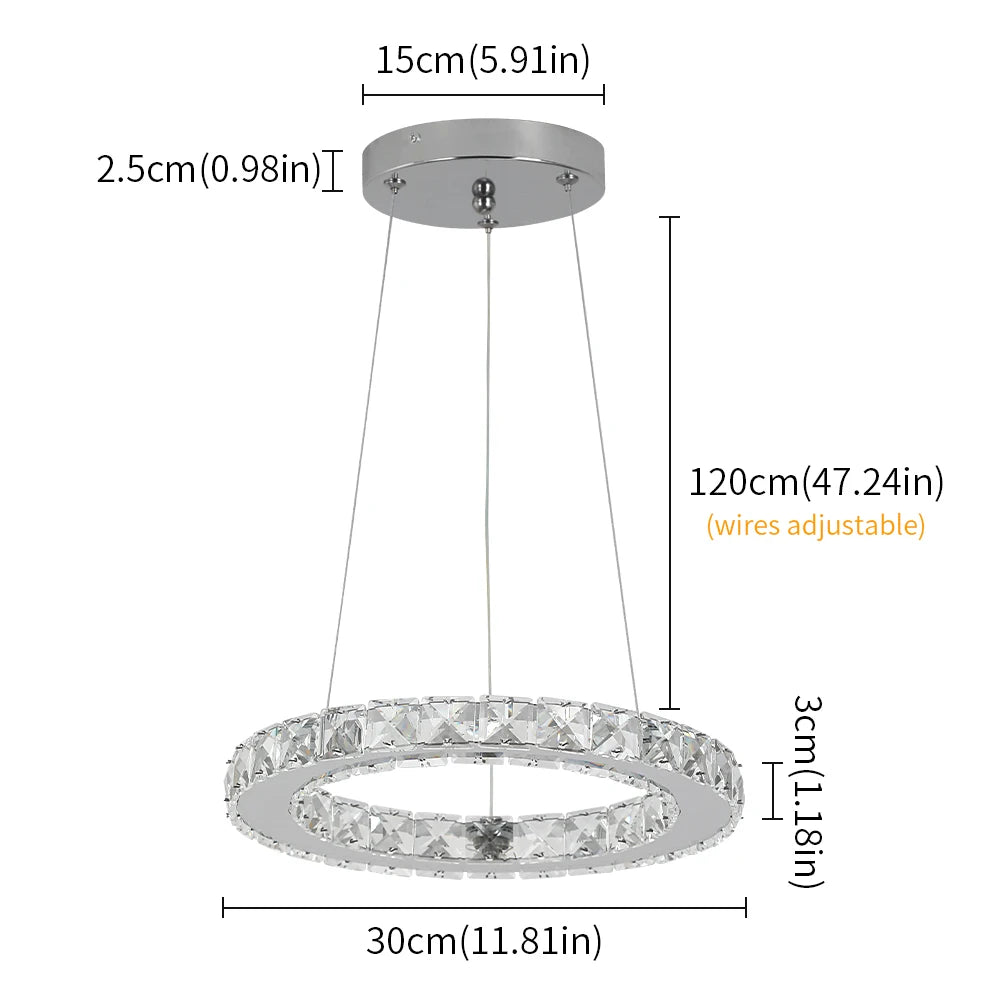 Luxury Crystal Rings Dimmable Chandelier