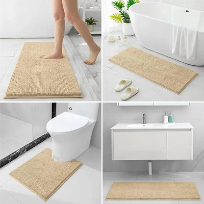 Bath Mat Set 3 Pieces Water Absorbent Non Slip