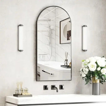 Arched Mirror With Cabinet Installed