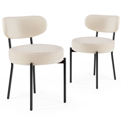 Round Dining Chairs Set of 2 Plush Fabric