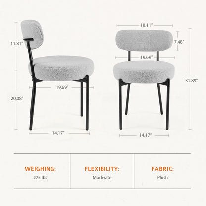 Round Dining Chairs Set of 2 Plush Fabric