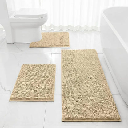 Bath Mat Set 3 Pieces Water Absorbent Non Slip