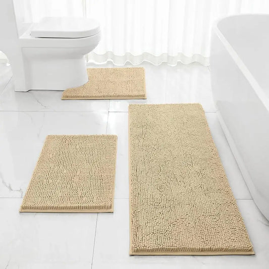 Bath Mat Set 3 Pieces Water Absorbent Non Slip