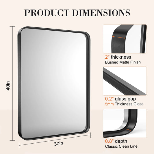Matte Metal Framed Bathroom Mirror