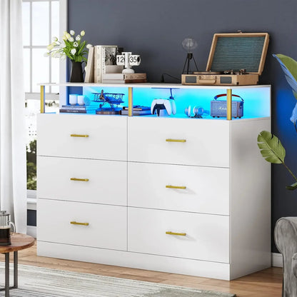 Dresser for Bedroom with charging station plus led light