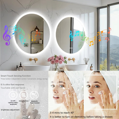 Dimmable Led Bathroom Mirror with Bluetooth Speaker