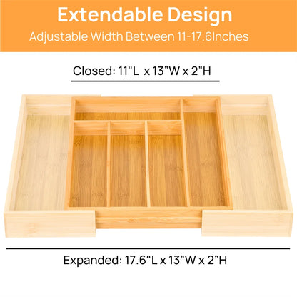 Expandable Bamboo Kitchen Drawer Organizer
