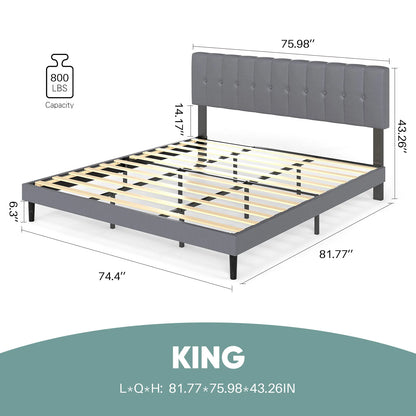 King Wooden Solid Bed Frame