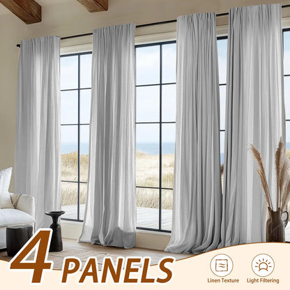 4PCS Farmhouse Light Filtering Curtains