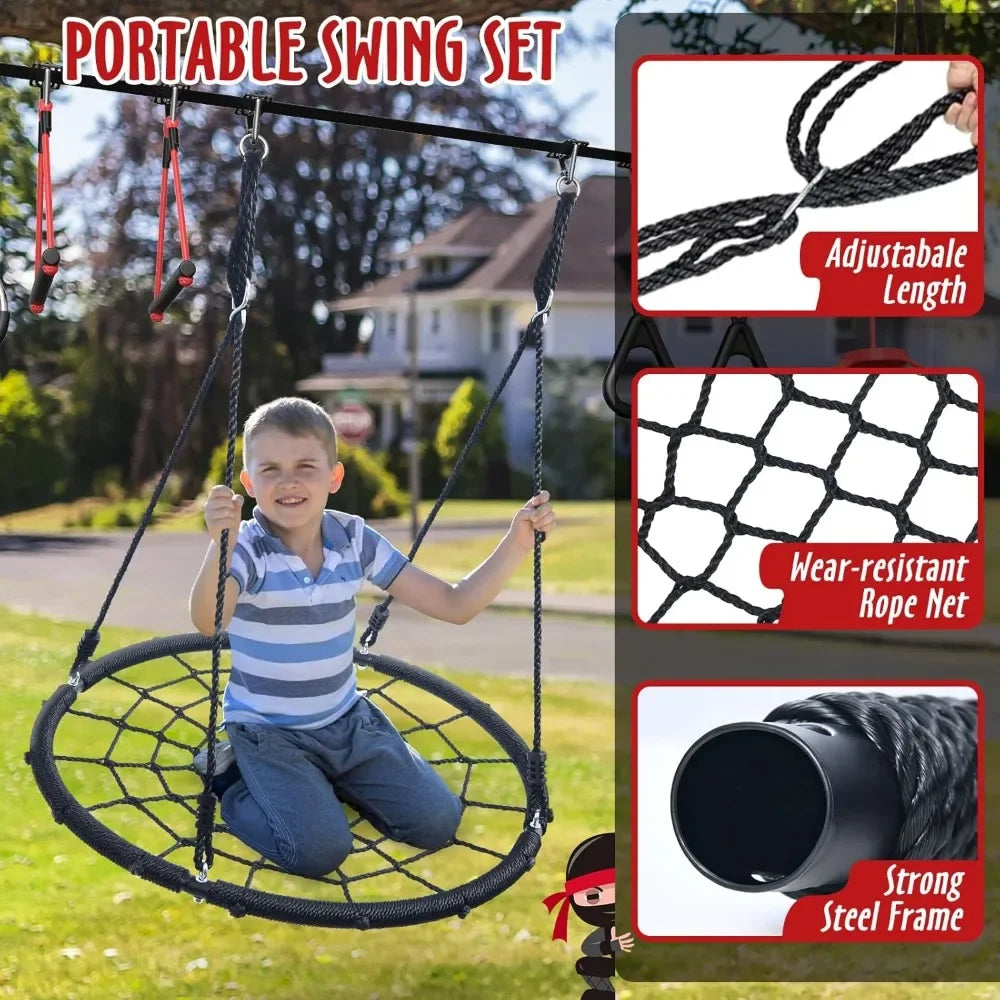 Ninja Warrior Obstacle Course for Kids with Tree Swing