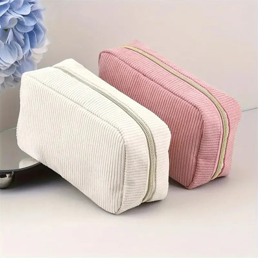 Corduroy Travel Cosmetic Bag Portable Makeup Storage